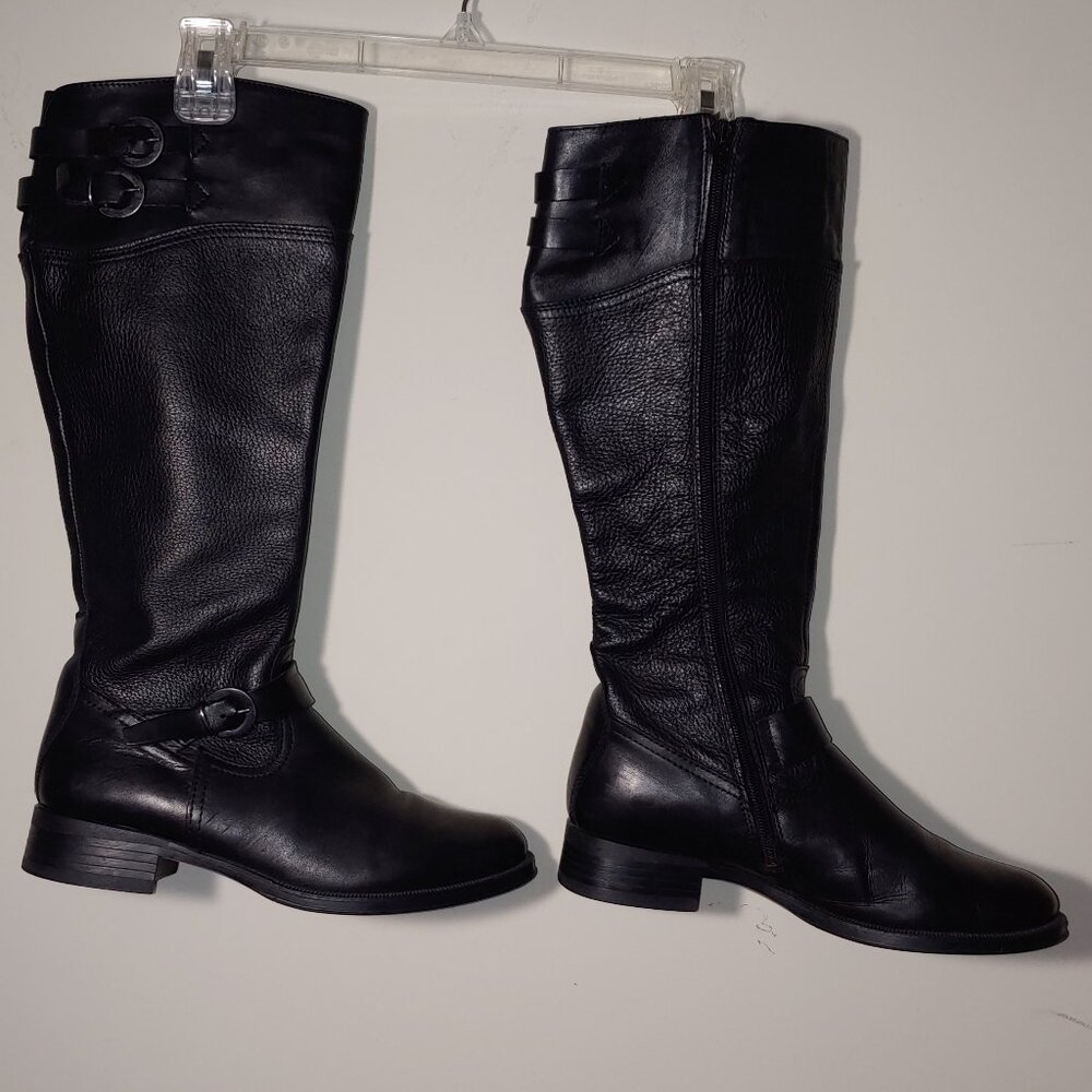 ALDO Black Buckle Tall Leather Boots Size 39